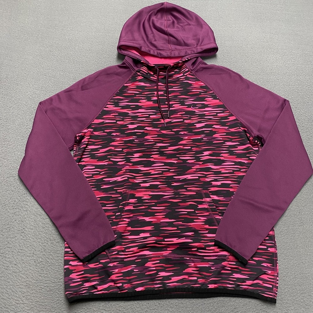 Nike Therma-Fit Hoodie Mens Medium Purple Pink Camo Pullover Athletic 685271-607
